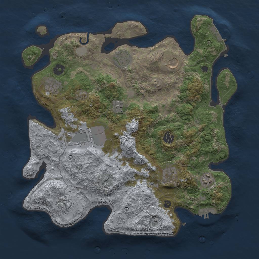 Rust Map: Procedural Map, Size: 3500, Seed: 2057297186, 18 Monuments