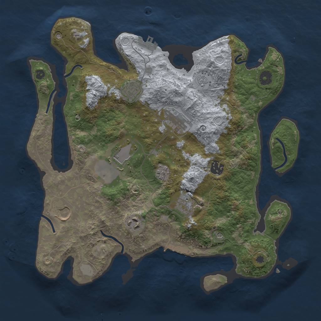 Rust Map: Procedural Map, Size: 3500, Seed: 65037654, 17 Monuments