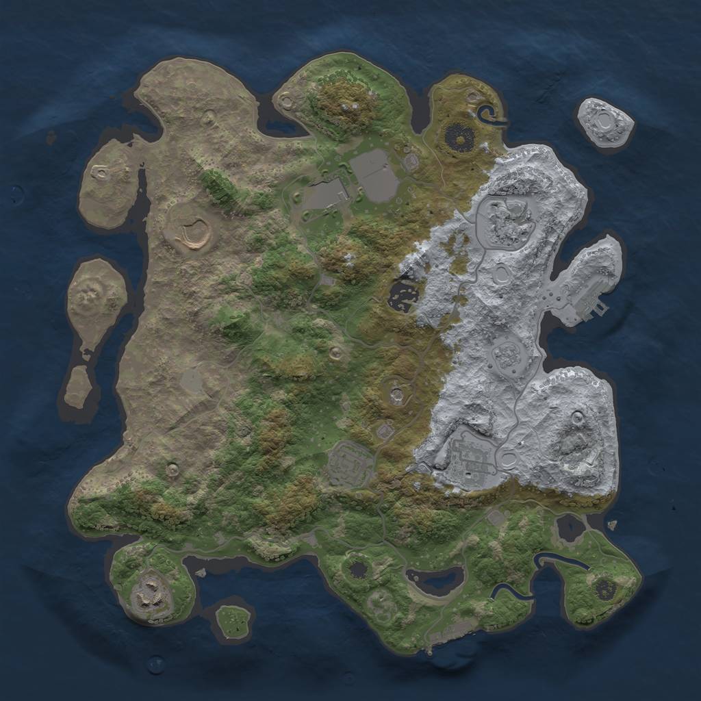 Rust Map: Procedural Map, Size: 3500, Seed: 55431042, 14 Monuments