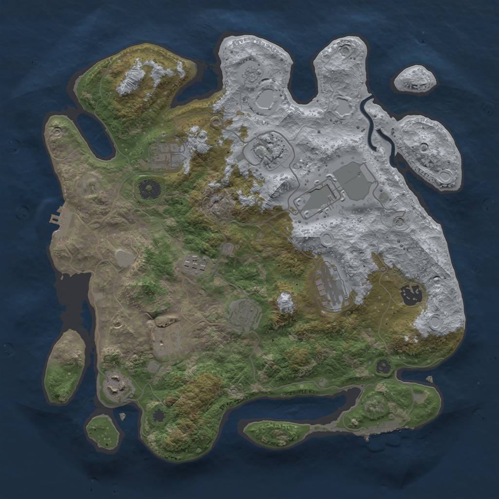 Rust Map: Procedural Map, Size: 3500, Seed: 81043453, 18 Monuments