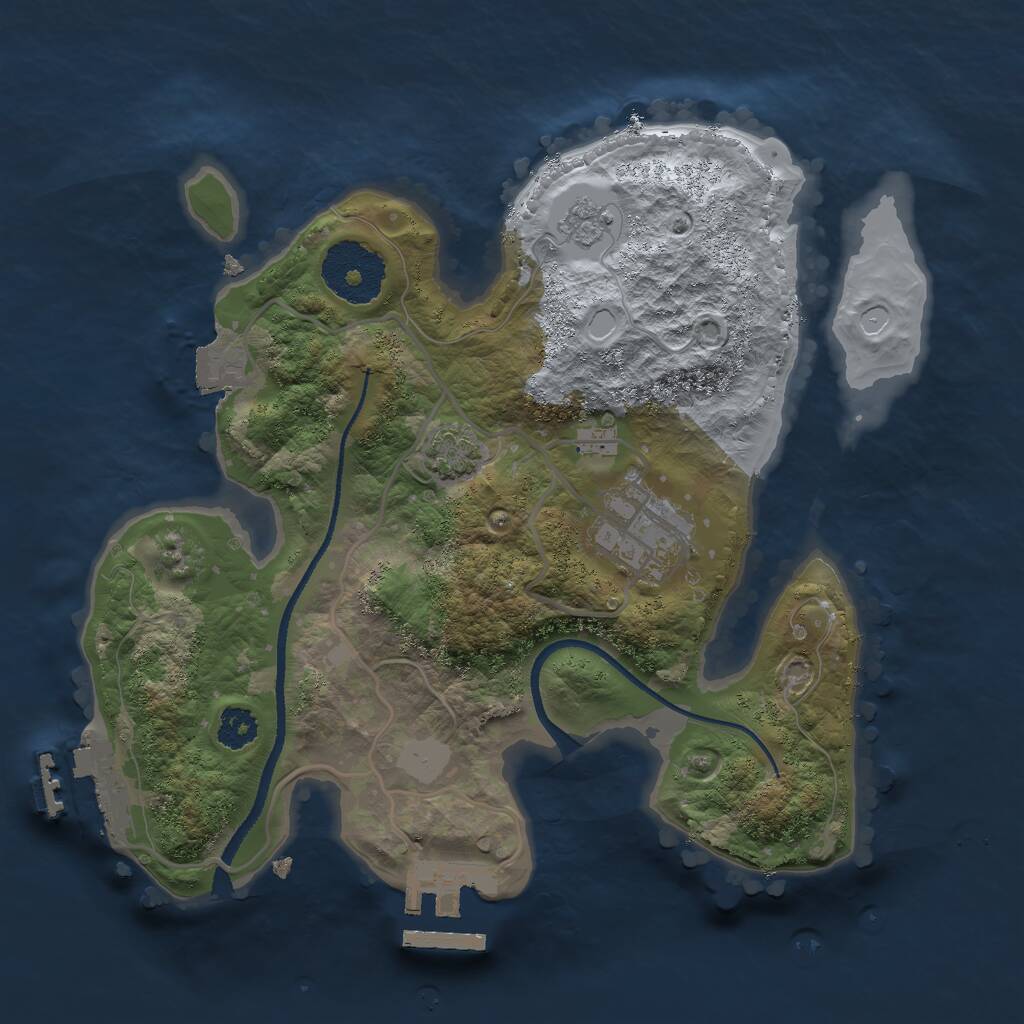 Rust Map: Procedural Map, Size: 2500, Seed: 22345, 6 Monuments