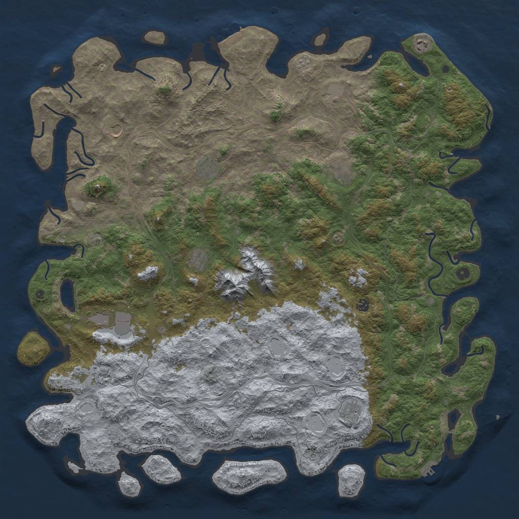 Rust Map: Procedural Map, Size: 6000, Seed: 751126104, 18 Monuments