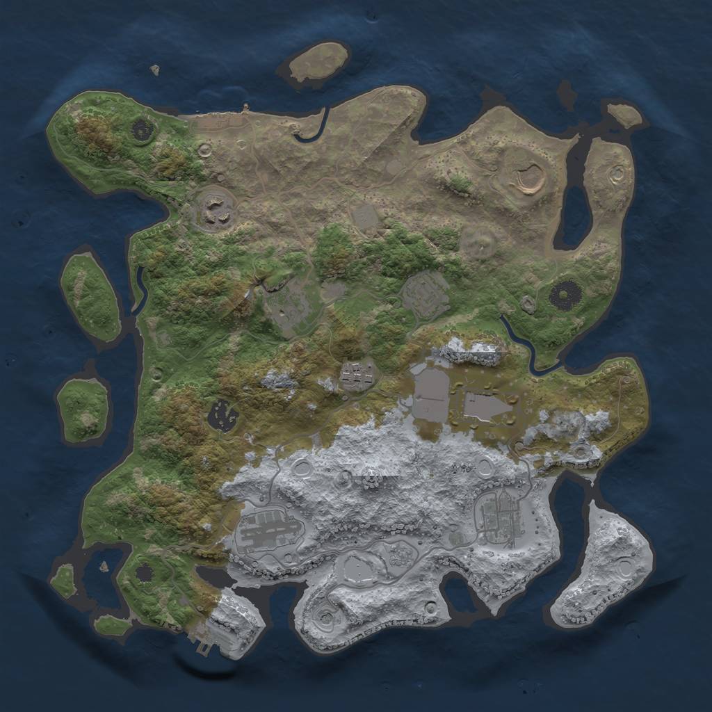 Rust Map: Procedural Map, Size: 3500, Seed: 7409534, 18 Monuments