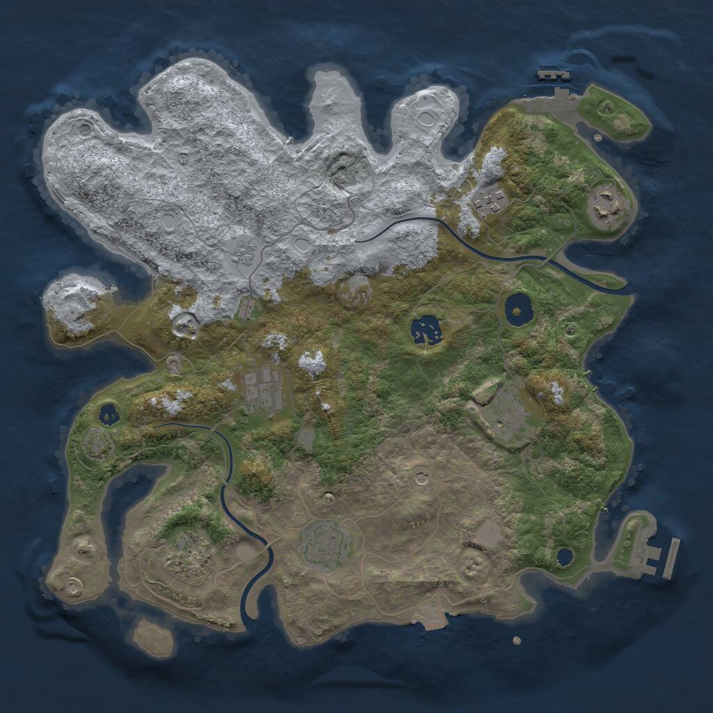 Rust Map: Procedural Map, Size: 3450, Seed: 71759146, 13 Monuments