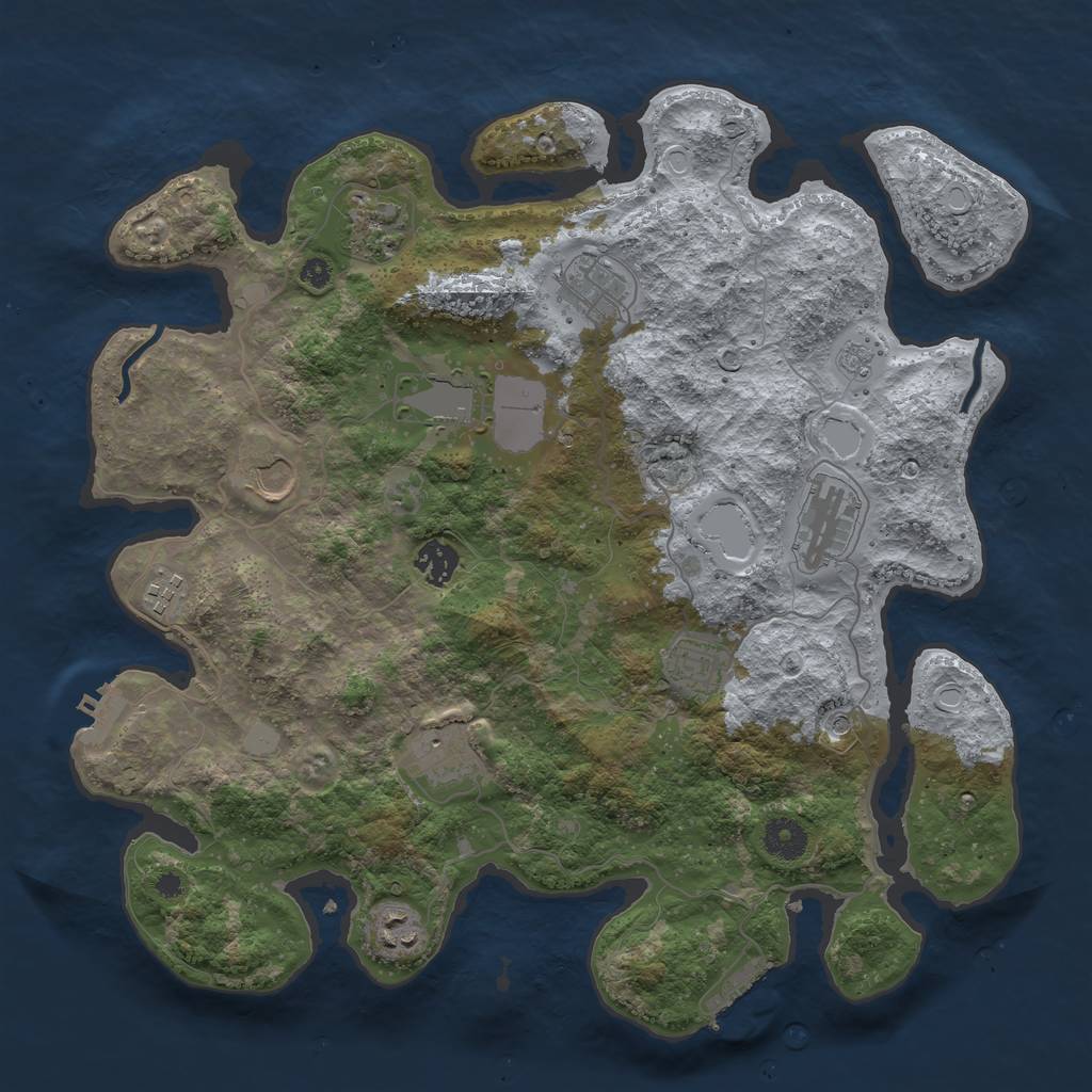 Rust Map: Procedural Map, Size: 3800, Seed: 36394949, 17 Monuments