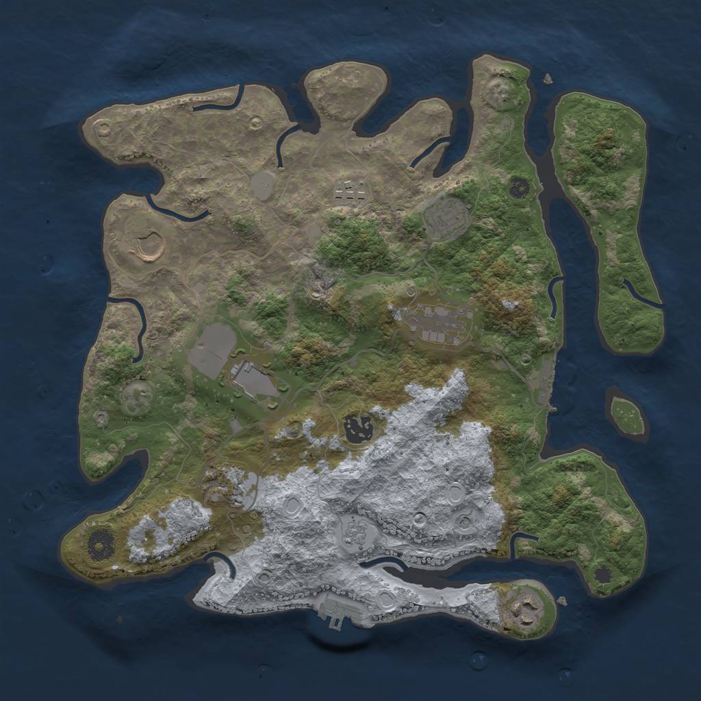Rust Map: Procedural Map, Size: 3500, Seed: 45336390, 17 Monuments