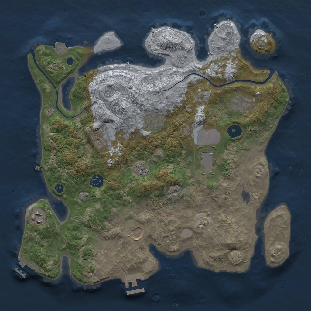 Rust Map: Procedural Map, Size: 3500, Seed: 38841161, 14 Monuments