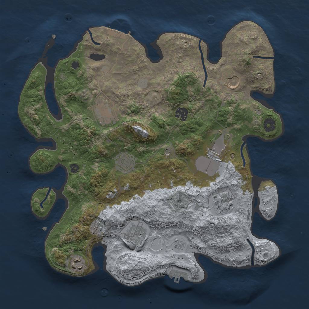 Rust Map: Procedural Map, Size: 3500, Seed: 7942413, 18 Monuments