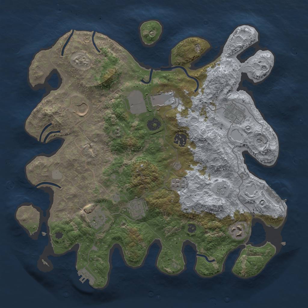 Rust Map: Procedural Map, Size: 3500, Seed: 22189972, 15 Monuments
