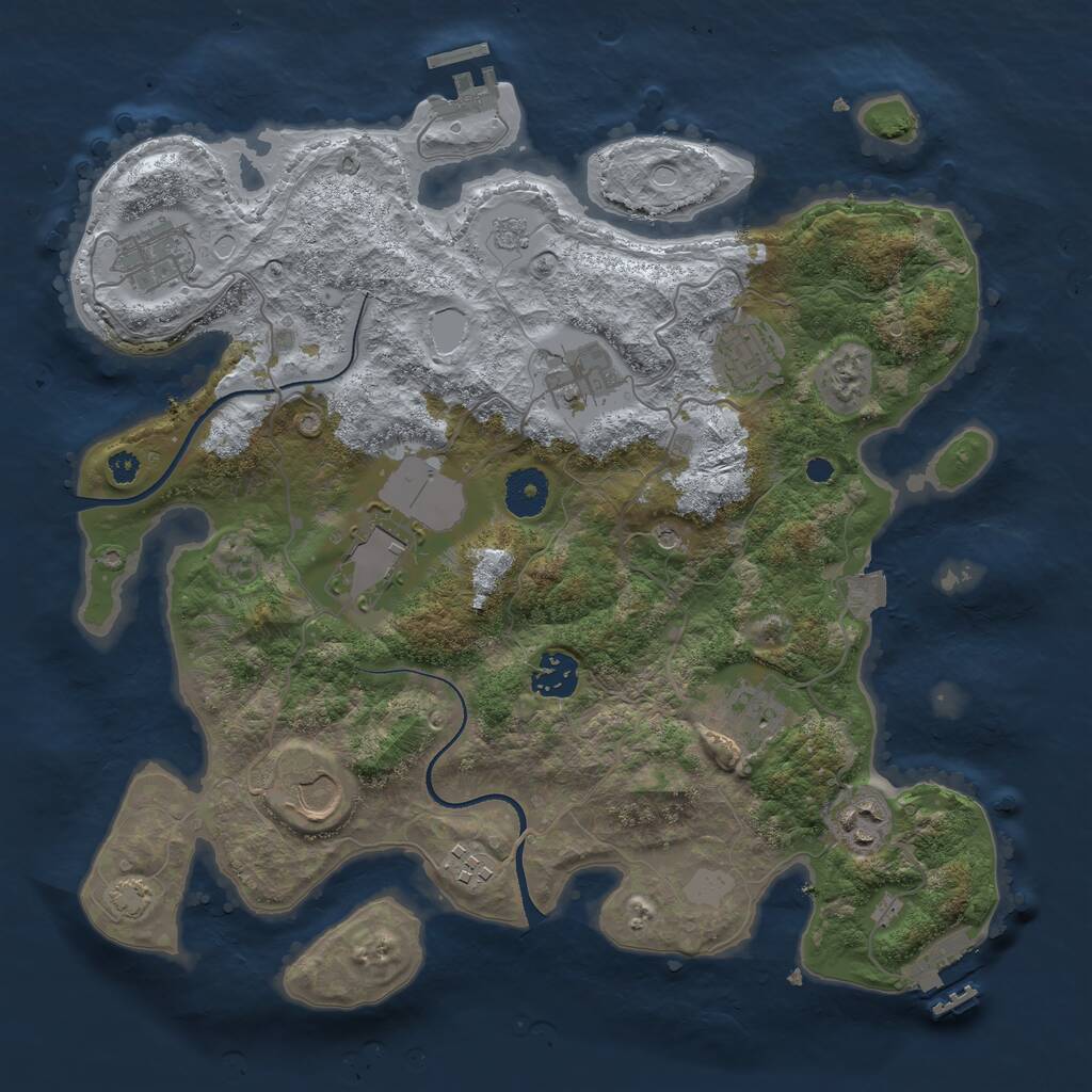 Rust Map: Procedural Map, Size: 3500, Seed: 57302811, 15 Monuments