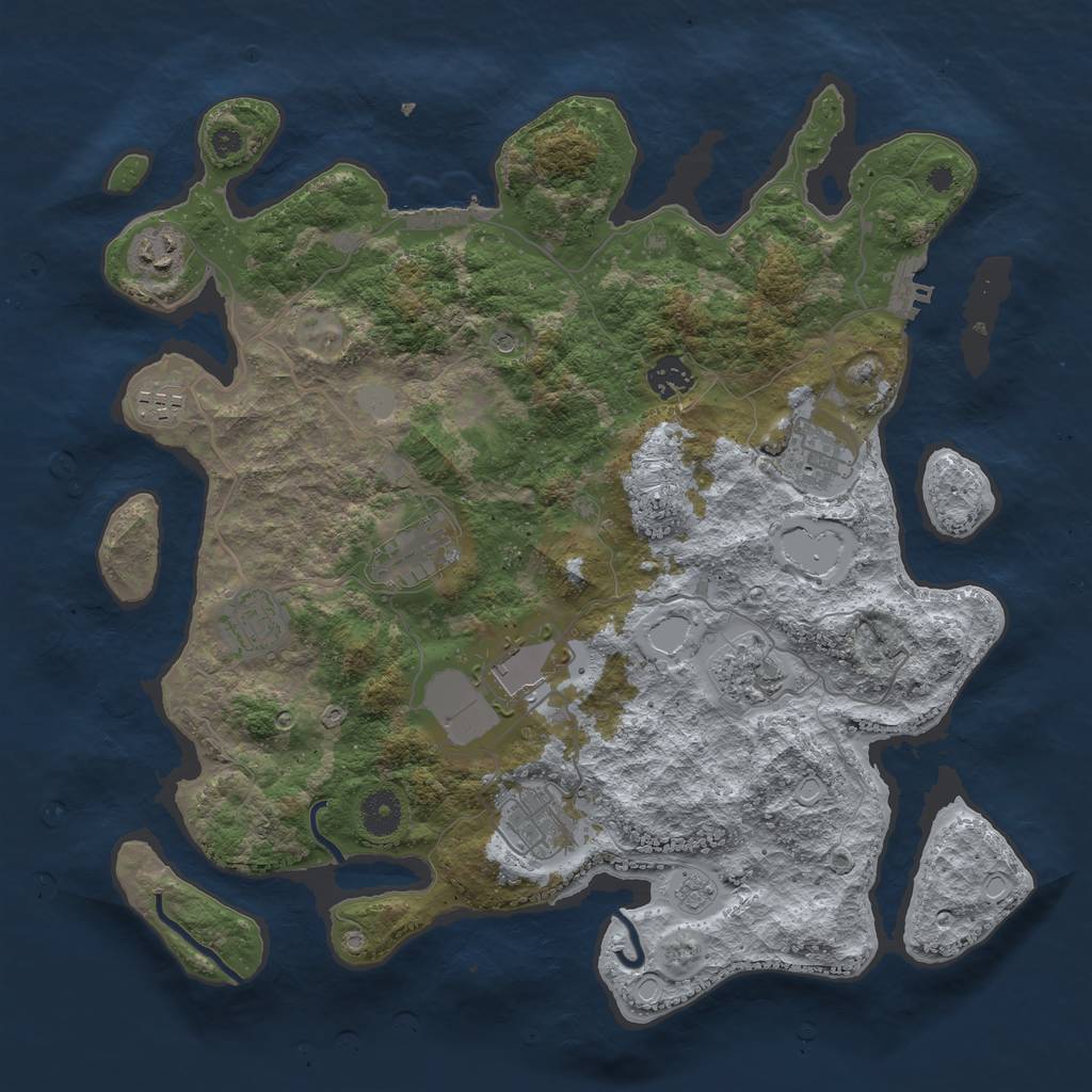 Rust Map: Procedural Map, Size: 3800, Seed: 66225, 16 Monuments