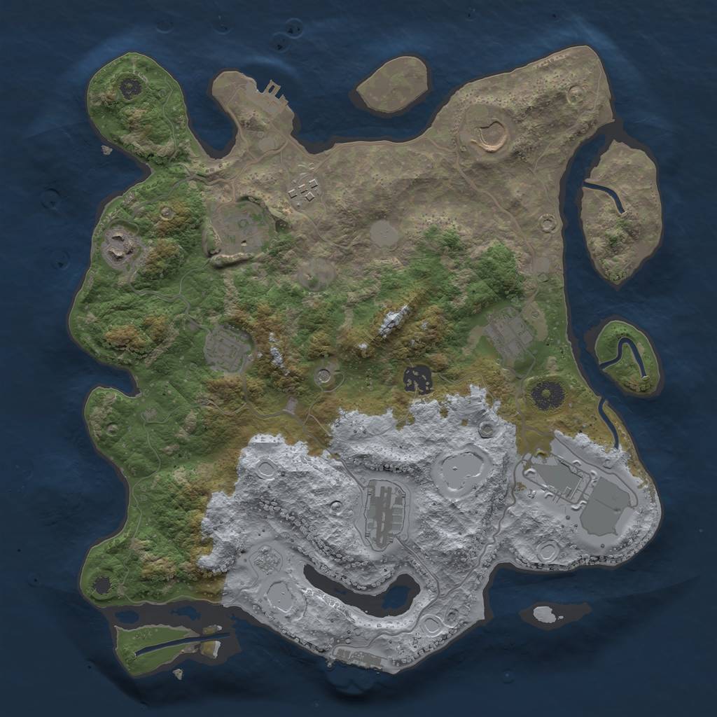 Rust Map: Procedural Map, Size: 3500, Seed: 55872839, 18 Monuments