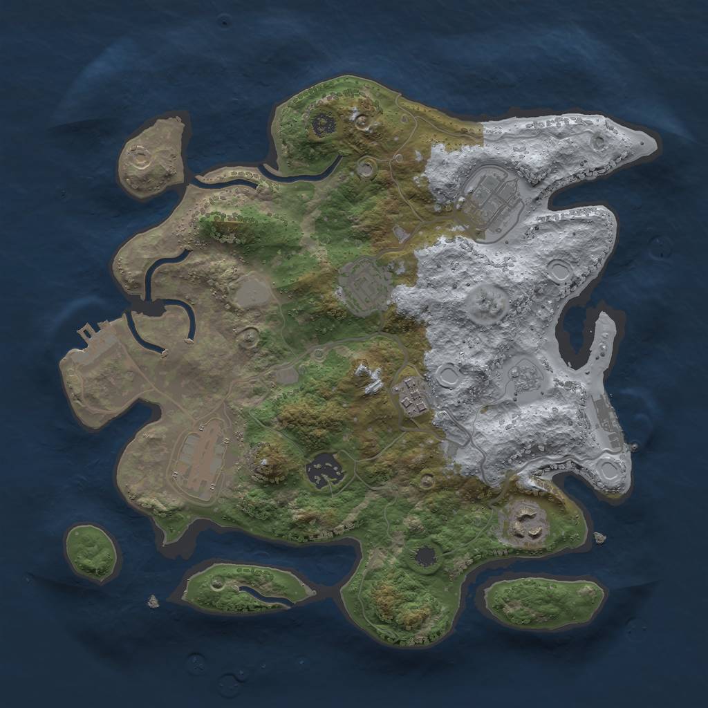Rust Map: Procedural Map, Size: 3000, Seed: 38212, 14 Monuments