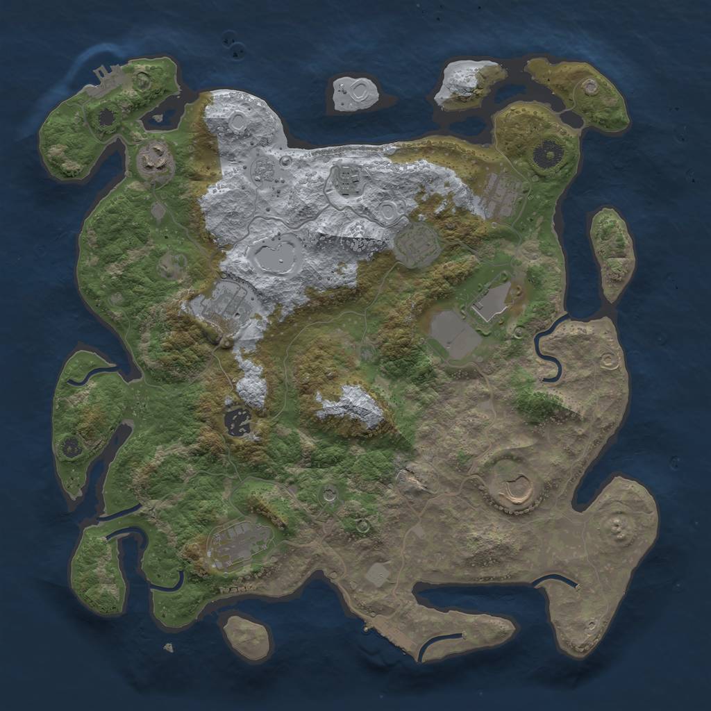 Rust Map: Procedural Map, Size: 3750, Seed: 8529437, 18 Monuments