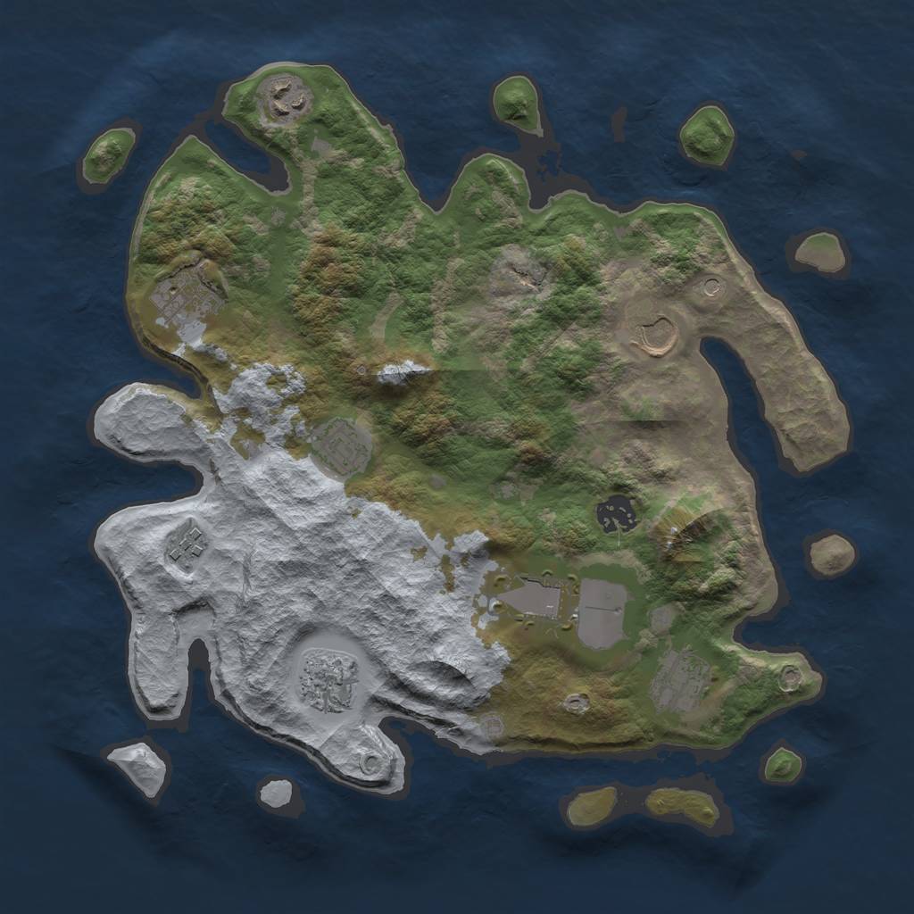 Rust Map: Barren, Size: 3500, Seed: 1090160986, 12 Monuments