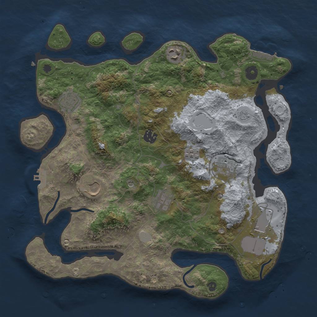 Rust Map: Procedural Map, Size: 3500, Seed: 45464448, 17 Monuments