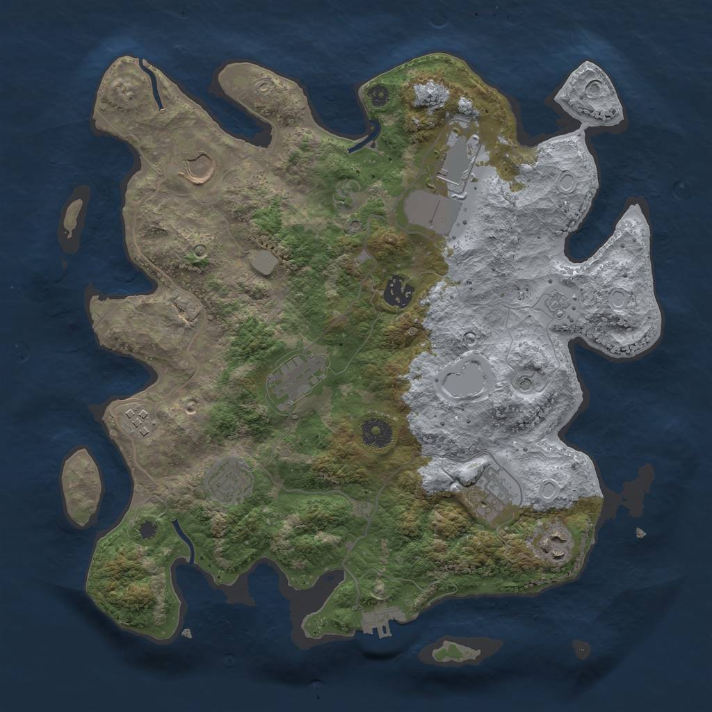 Rust Map: Procedural Map, Size: 3500, Seed: 91839893, 14 Monuments