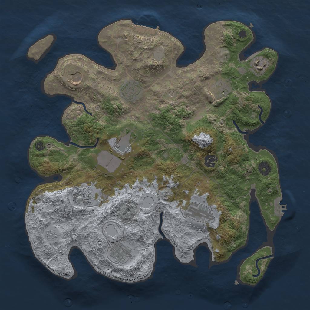 Rust Map: Procedural Map, Size: 3500, Seed: 56199597, 16 Monuments