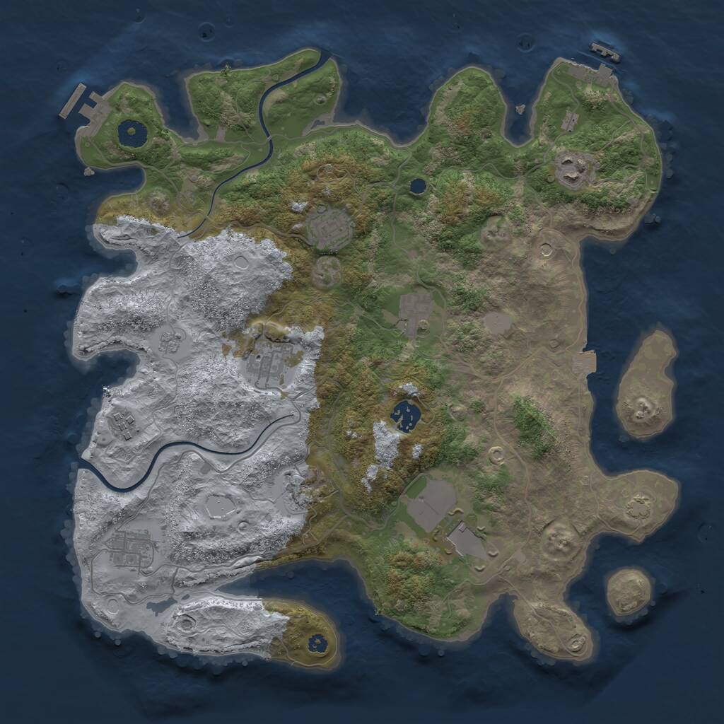 Rust Map: Procedural Map, Size: 3750, Seed: 18323, 15 Monuments