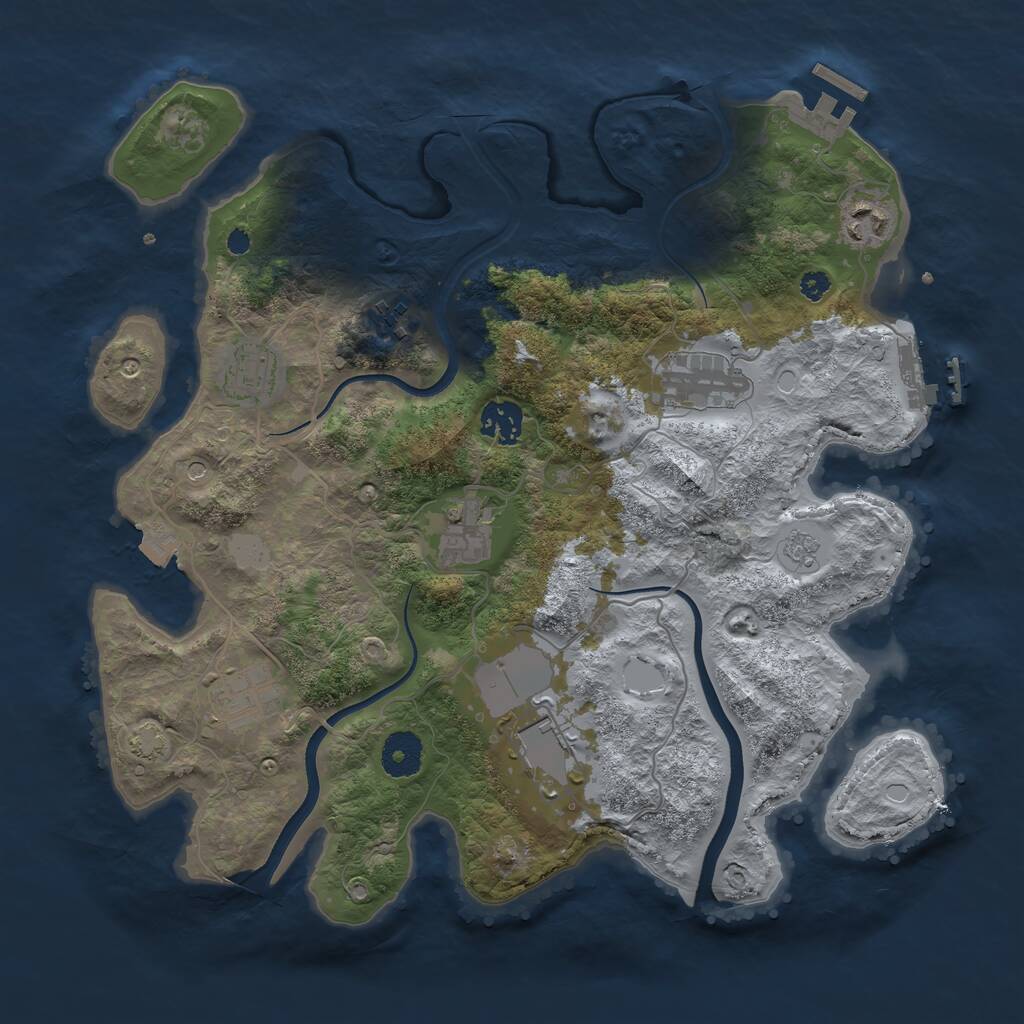 Rust Map: Procedural Map, Size: 3500, Seed: 52974146, 14 Monuments
