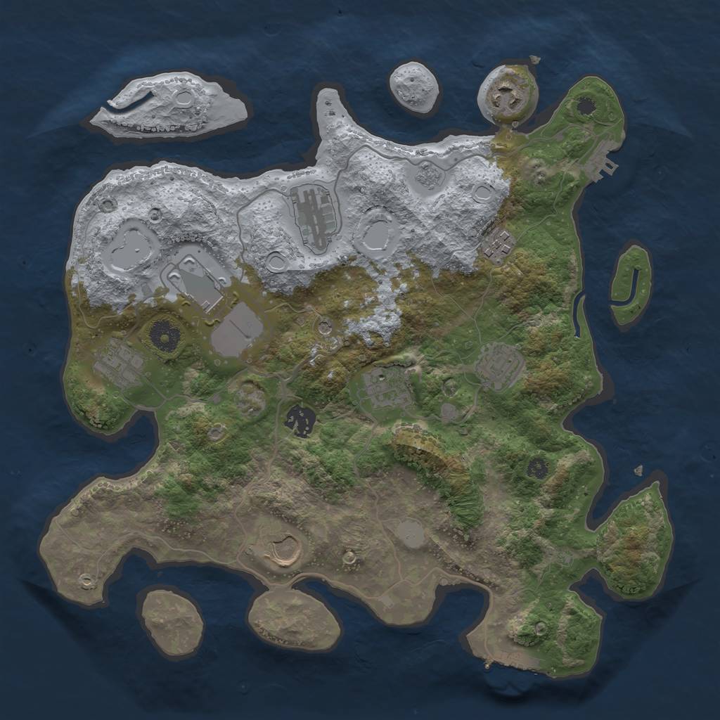 Rust Map: Procedural Map, Size: 3500, Seed: 93820292, 18 Monuments