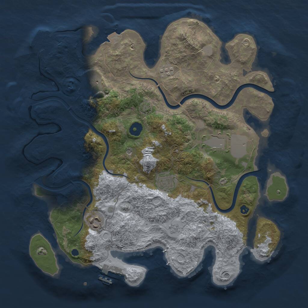 Rust Map: Procedural Map, Size: 3500, Seed: 4128142, 11 Monuments