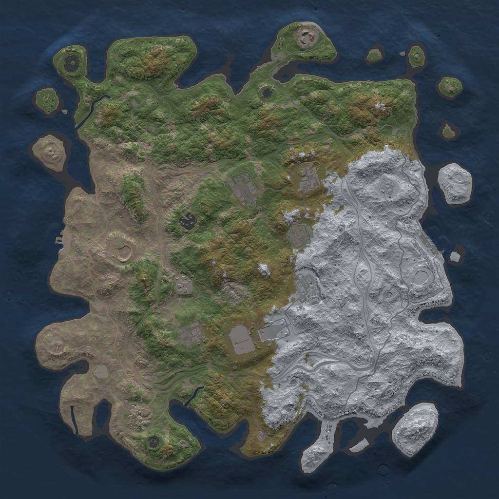 Rust Map: Procedural Map, Size: 4500, Seed: 446108658, 20 Monuments