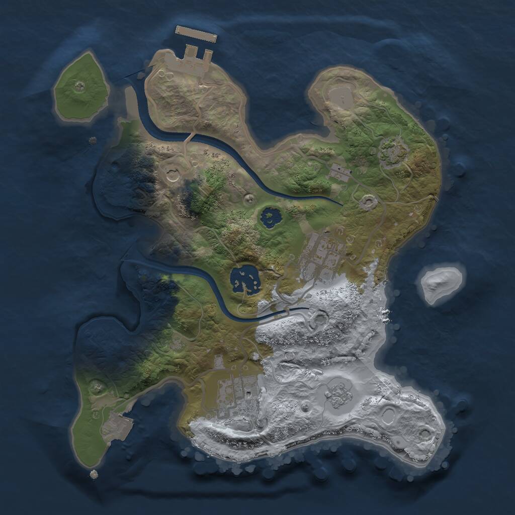 Rust Map: Procedural Map, Size: 2500, Seed: 24491, 8 Monuments