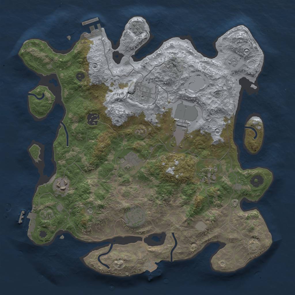 Rust Map: Procedural Map, Size: 3500, Seed: 2137583817, 16 Monuments