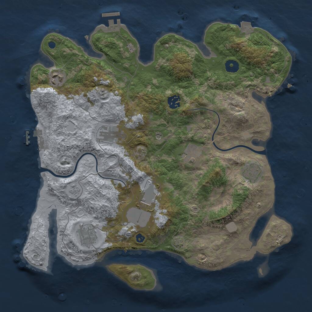 Rust Map: Procedural Map, Size: 3500, Seed: 301222, 13 Monuments