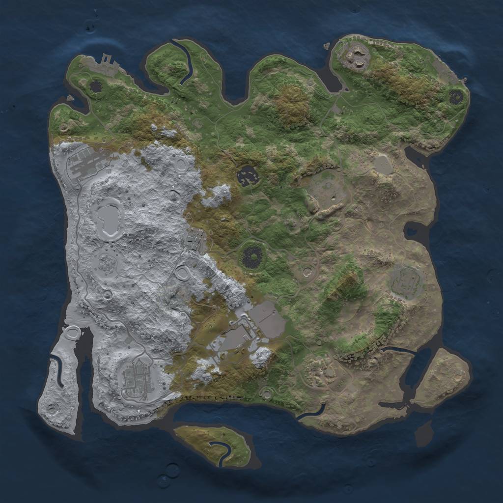 Rust Map: Procedural Map, Size: 3500, Seed: 301222, 18 Monuments