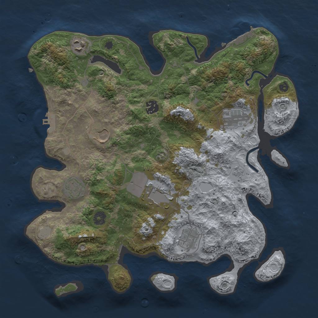 Rust Map: Procedural Map, Size: 3500, Seed: 832405, 16 Monuments