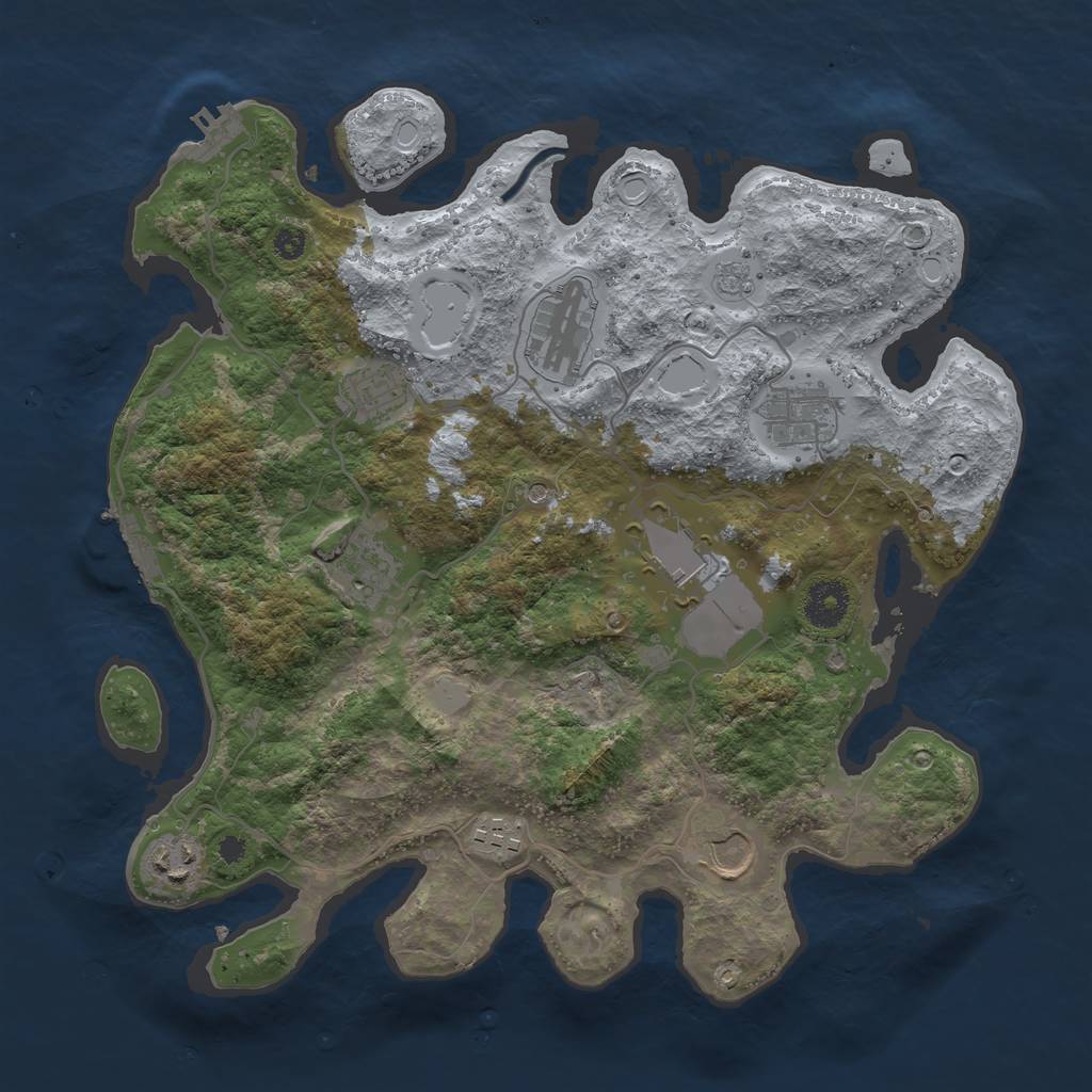 Rust Map: Procedural Map, Size: 3500, Seed: 89577090, 17 Monuments