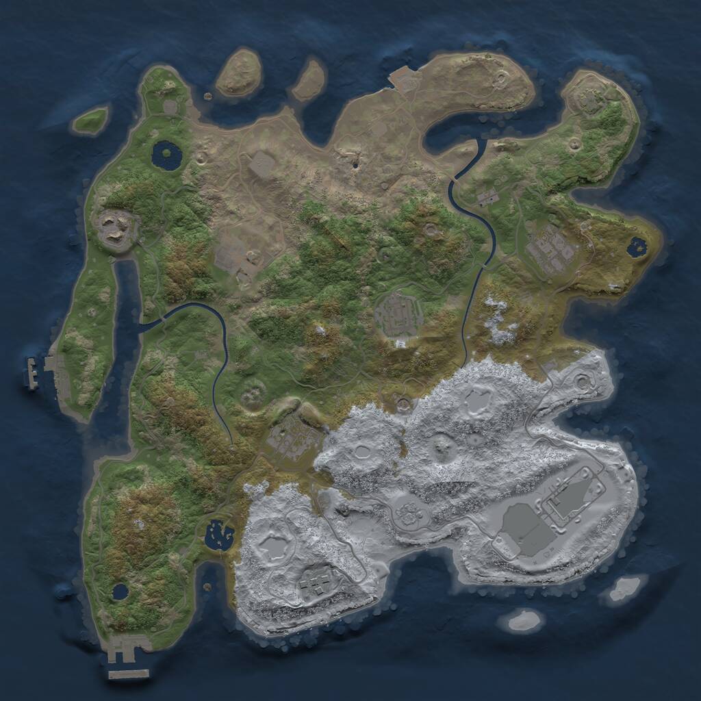 Rust Map: Procedural Map, Size: 3500, Seed: 80173177, 14 Monuments