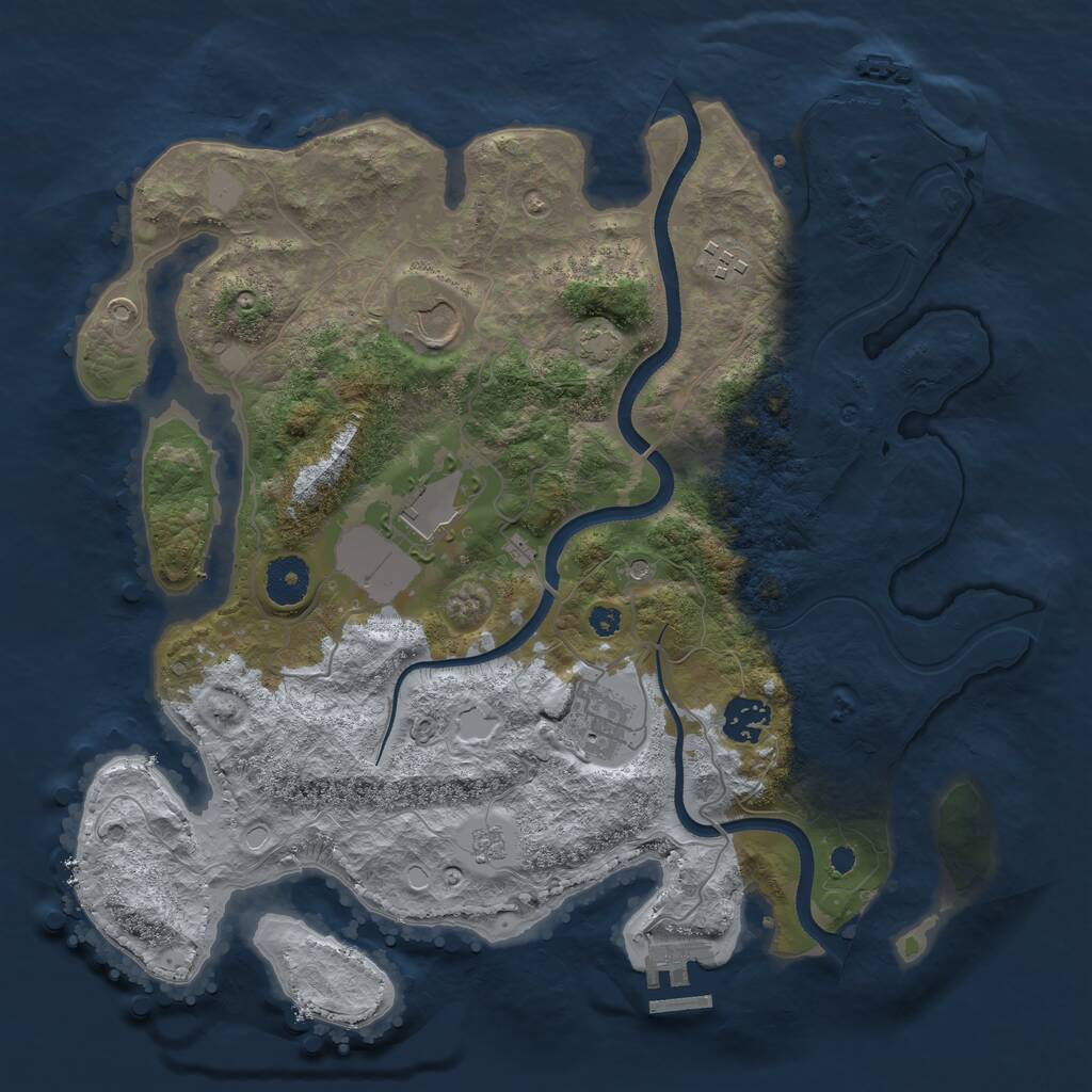 Rust Map: Procedural Map, Size: 3500, Seed: 34131900, 11 Monuments
