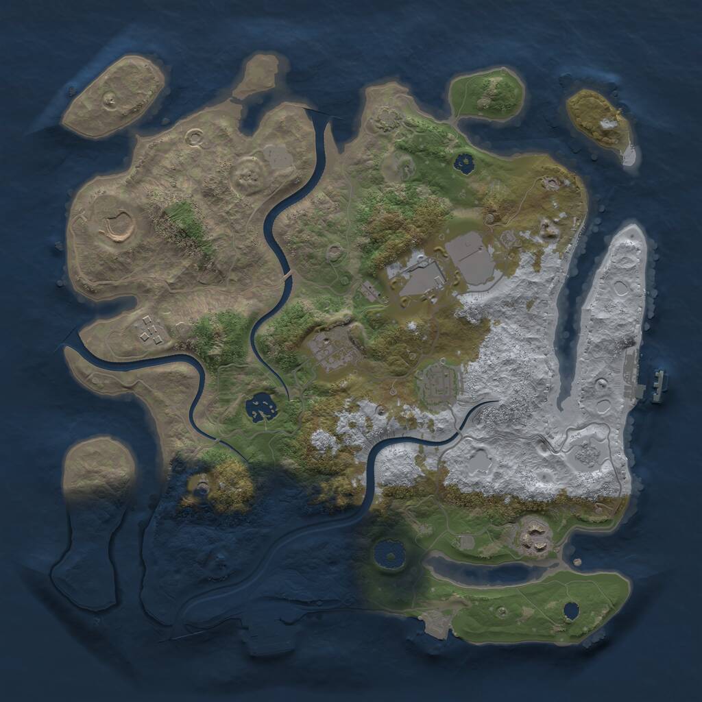Rust Map: Procedural Map, Size: 3500, Seed: 849281882, 13 Monuments