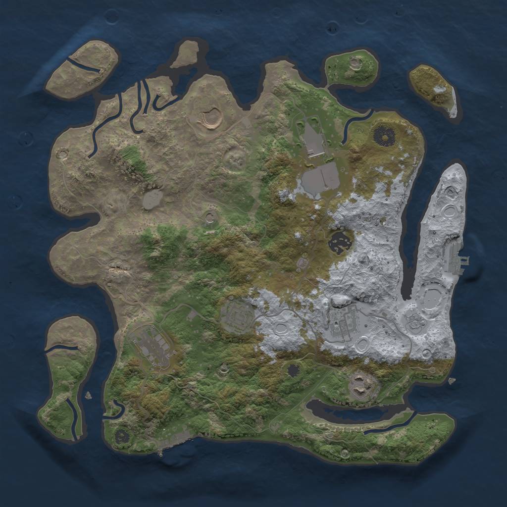 Rust Map: Procedural Map, Size: 3500, Seed: 849281882, 16 Monuments