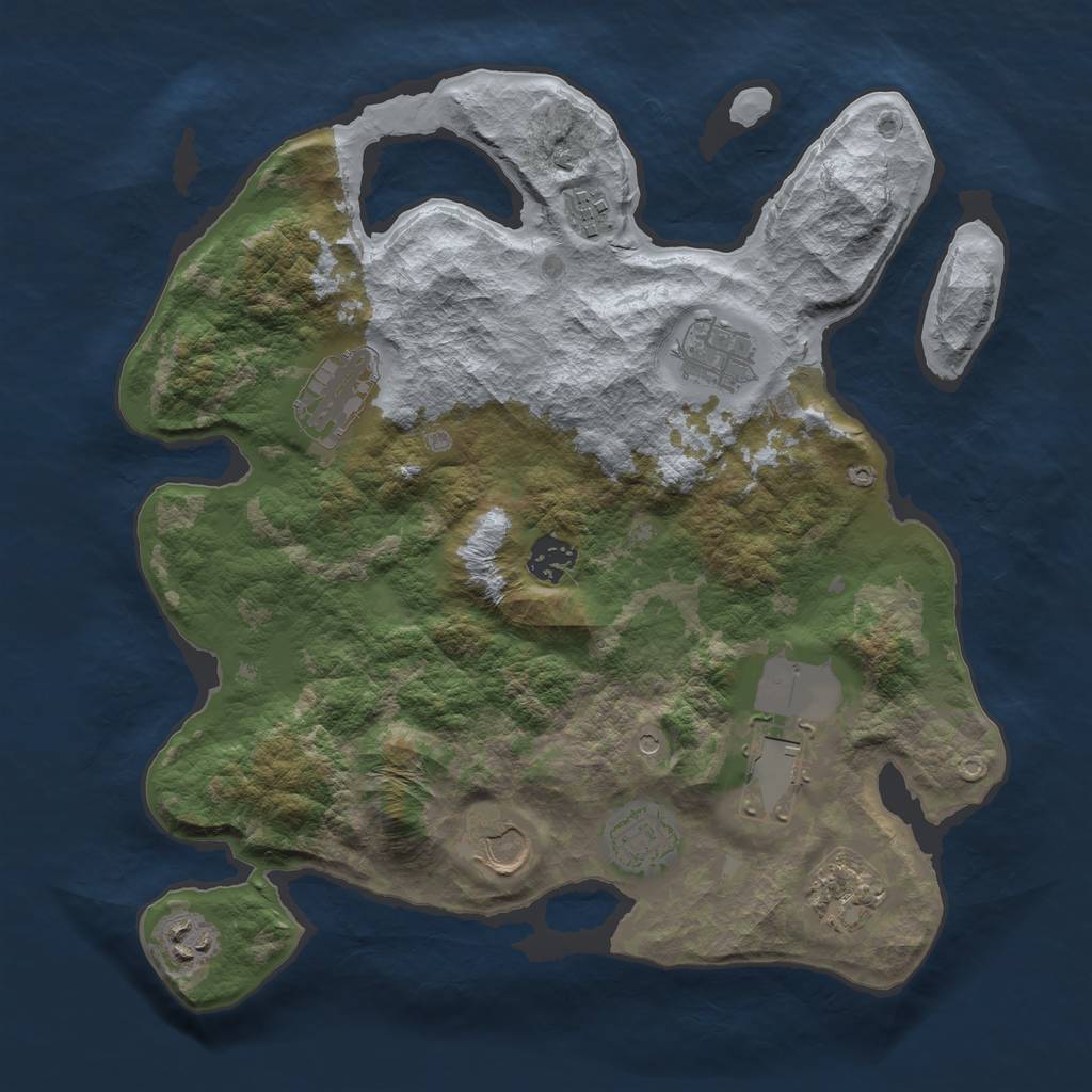 Rust Map: Barren, Size: 3500, Seed: 1074943296, 12 Monuments