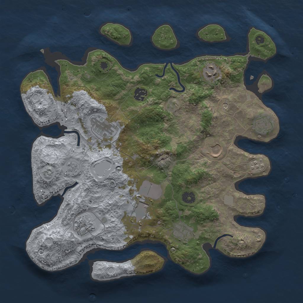 Rust Map: Procedural Map, Size: 3500, Seed: 502042952, 14 Monuments