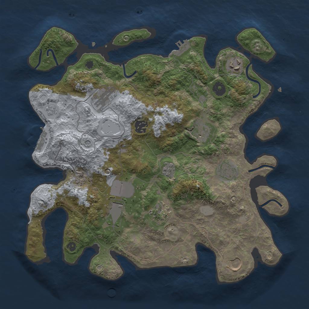Rust Map: Procedural Map, Size: 3500, Seed: 18974146, 18 Monuments