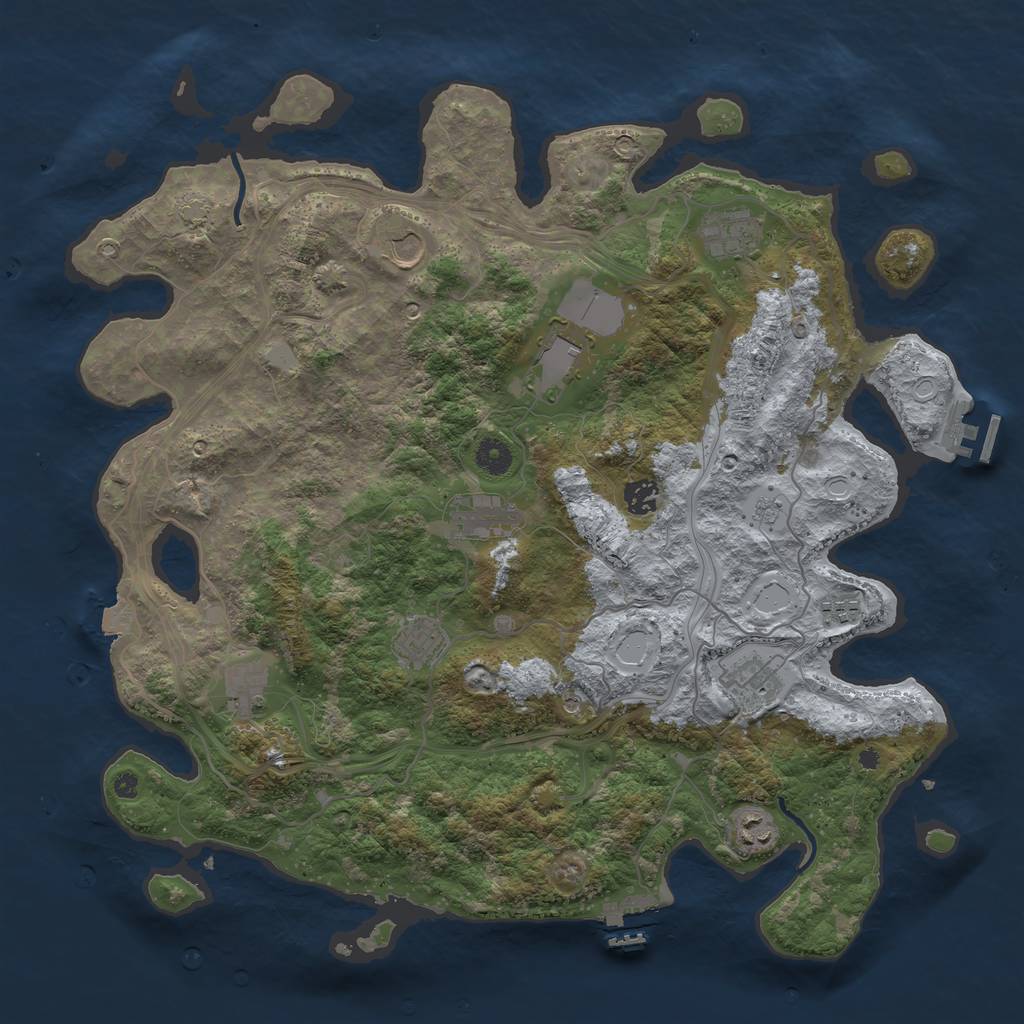 Rust Map: Procedural Map, Size: 4250, Seed: 878141906, 18 Monuments