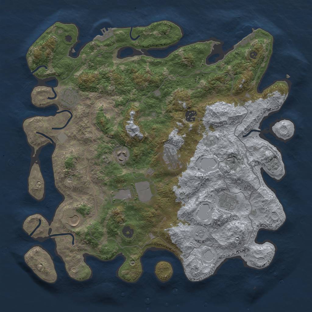 Rust Map: Procedural Map, Size: 4000, Seed: 518050600, 17 Monuments