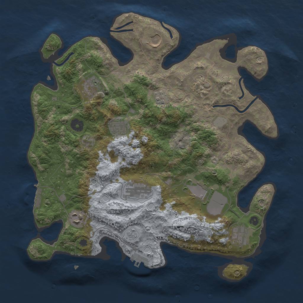 Rust Map: Procedural Map, Size: 3500, Seed: 17469631, 18 Monuments