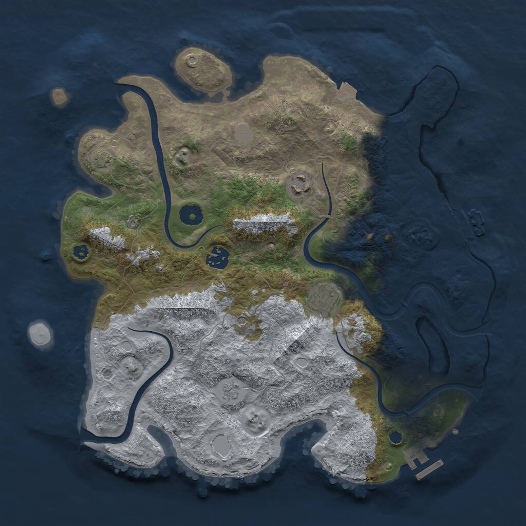 Rust Map: Procedural Map, Size: 3500, Seed: 43233073, 10 Monuments