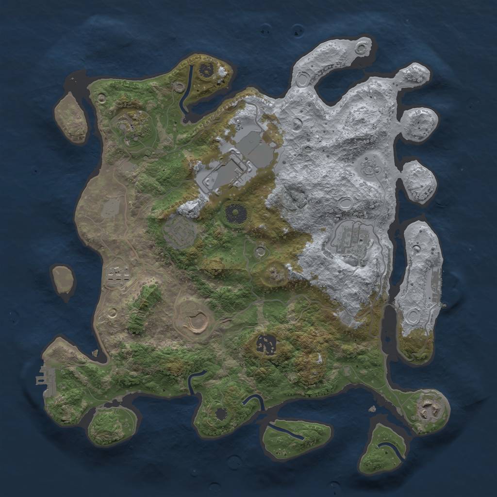 Rust Map: Procedural Map, Size: 3500, Seed: 15925084, 17 Monuments