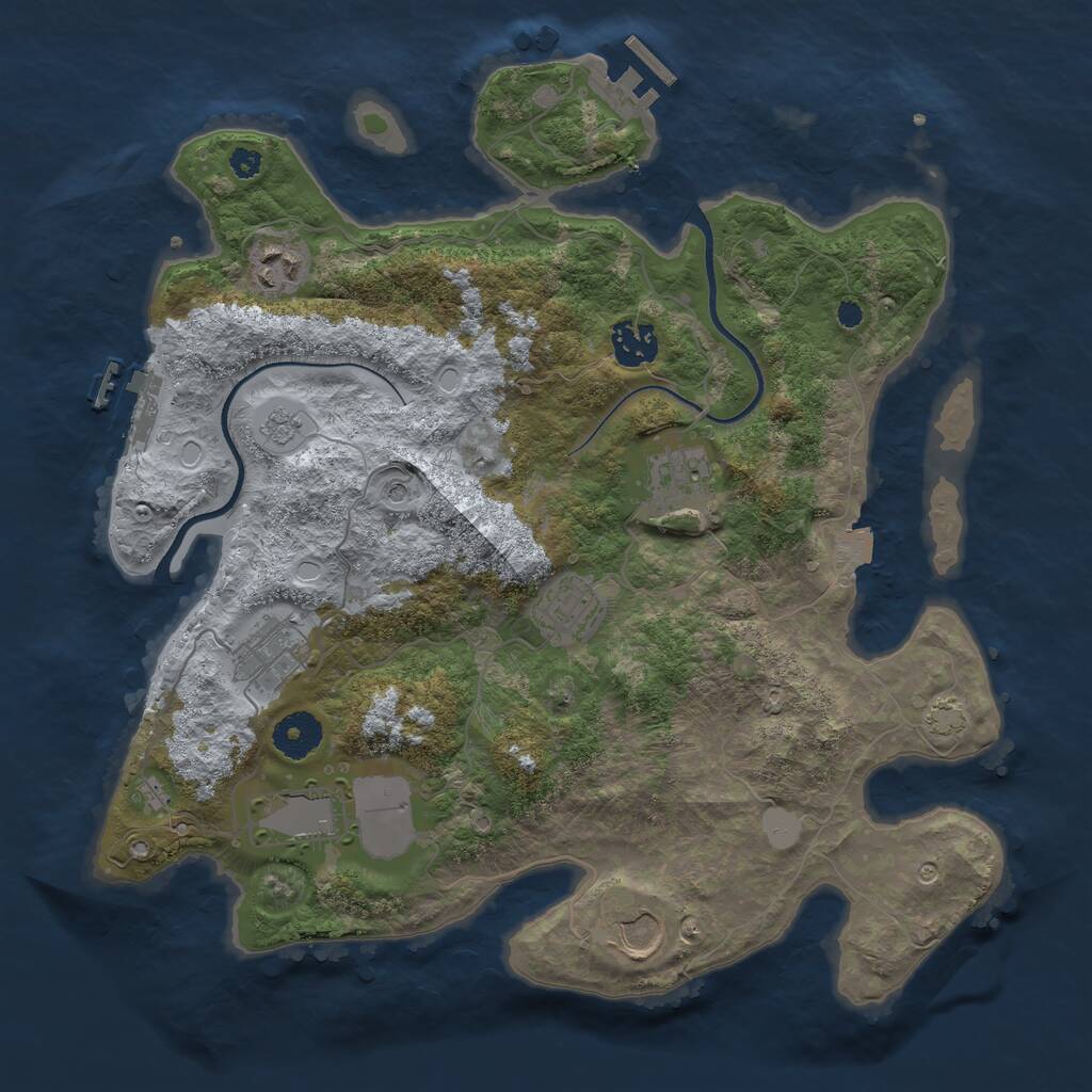 Rust Map: Procedural Map, Size: 3500, Seed: 86725515, 13 Monuments