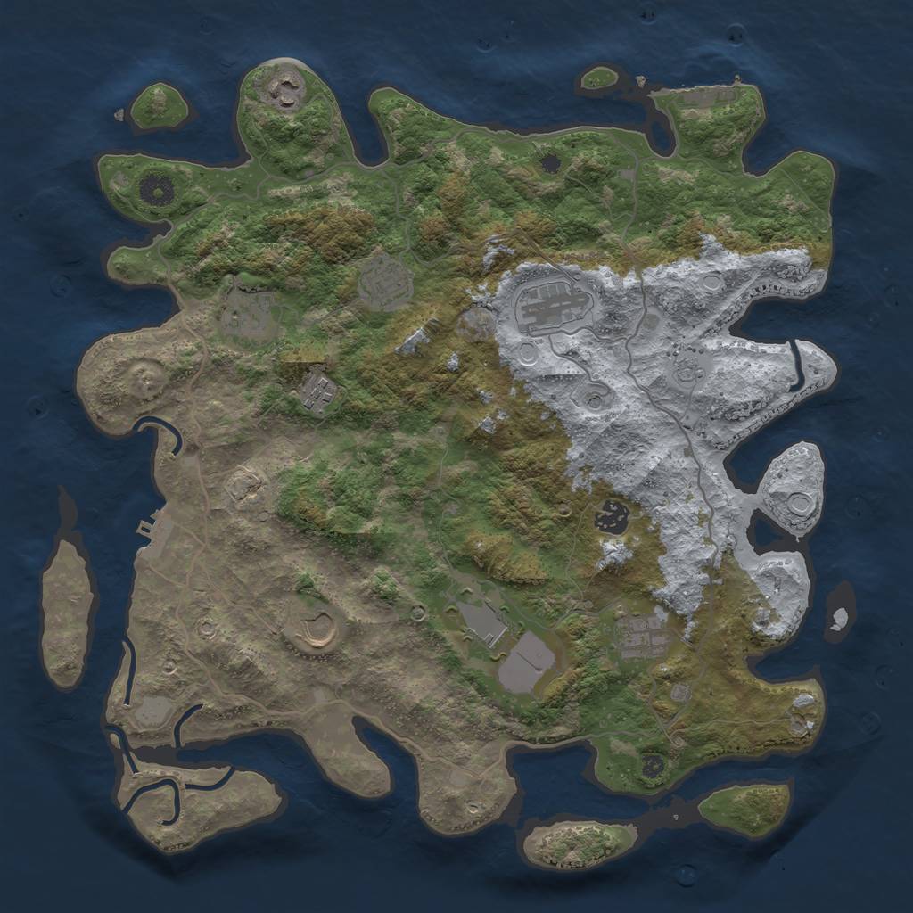 Rust Map: Procedural Map, Size: 4000, Seed: 441288460, 18 Monuments