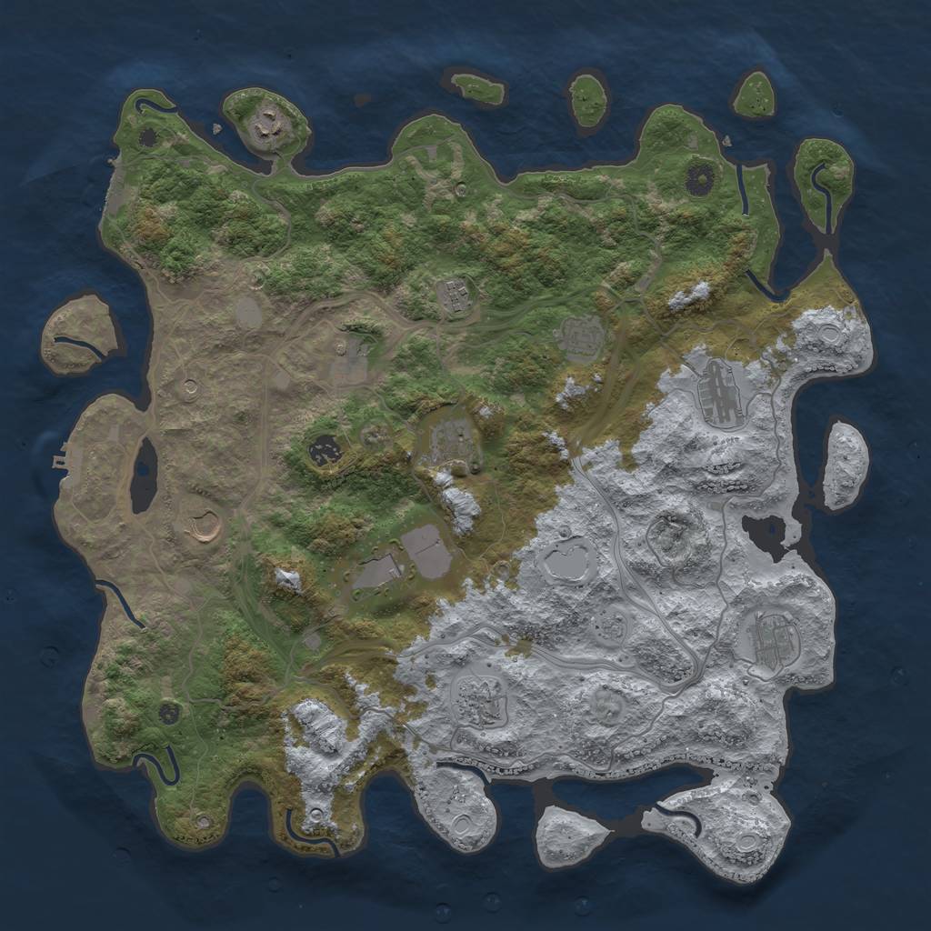 Rust Map: Procedural Map, Size: 4500, Seed: 867731547, 20 Monuments