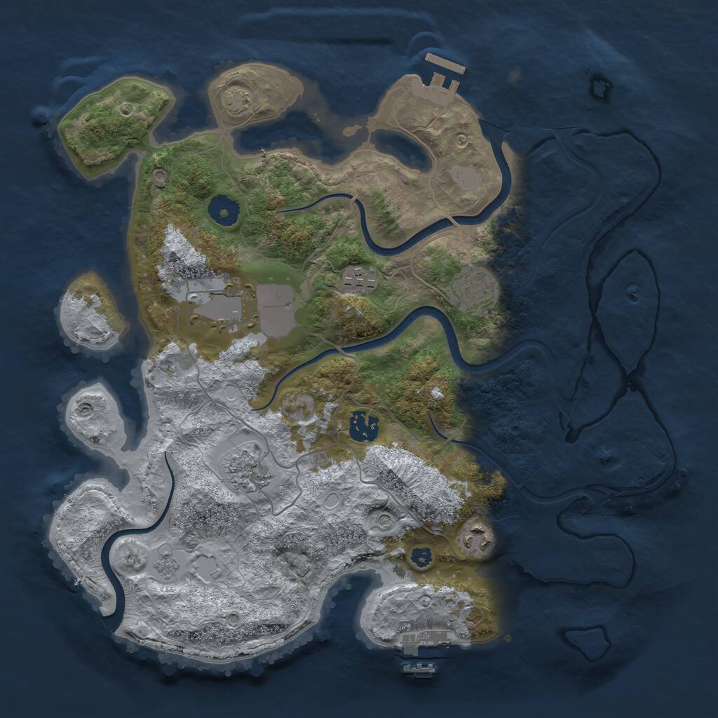 Rust Map: Procedural Map, Size: 3500, Seed: 83296669, 12 Monuments