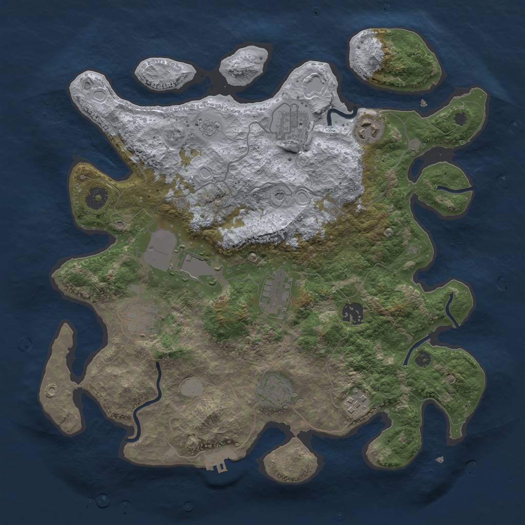 Rust Map: Procedural Map, Size: 3500, Seed: 20199350, 16 Monuments